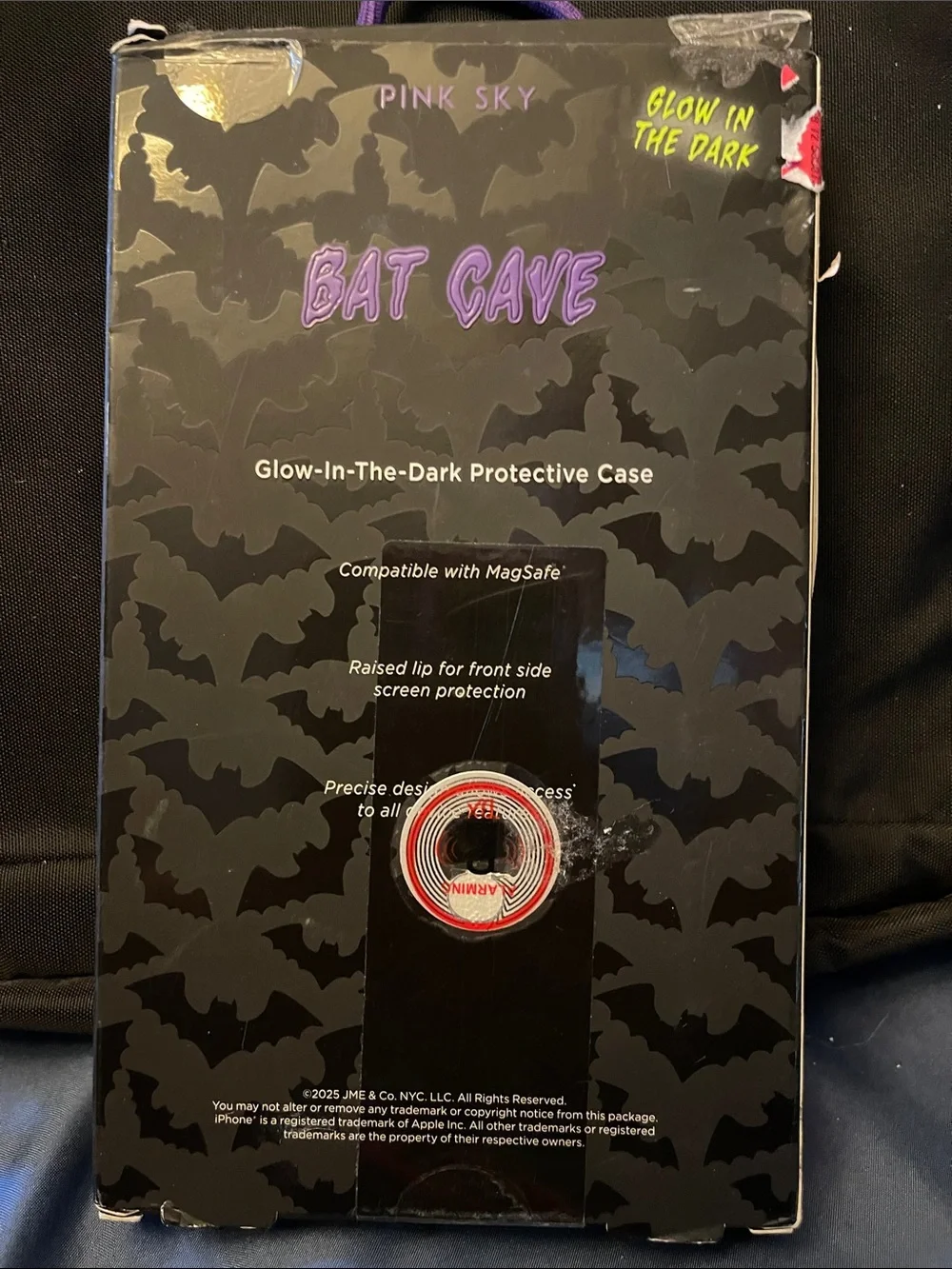 Pink Sky Bat Cave Glow-in-the-Dark MagSafe Case for iPhone 15 Pro Max - Black
